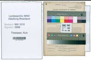 Entnazifizierung Kurt Thiwissen , geb. 17.12.1909 (Verw.Angestellter)
