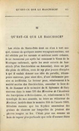 II. Qu'est-ce que le haschisch?