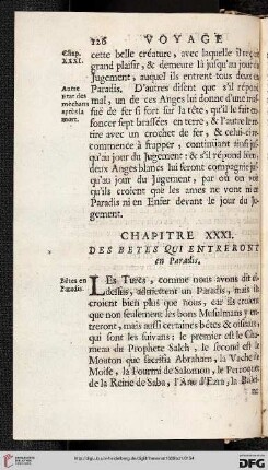 Chapitre XXXI: Des betes qui entreront en paradis