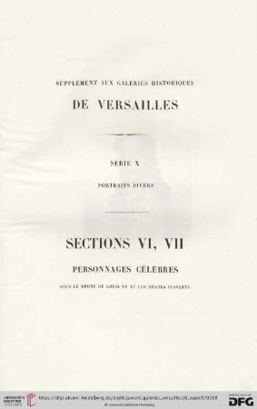 Sections VI, VII: Personnages célèbres sous le règne de Louis XV et les règnes suivants