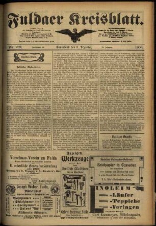 Zweite Ausgabe vom Samstag, den 08. Dezember 1906.