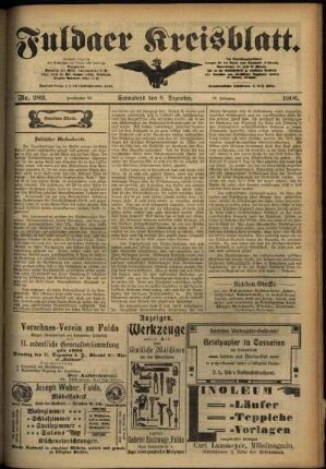 Zweite Ausgabe vom Samstag, den 08. Dezember 1906.