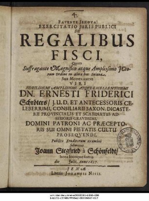 Exercitatio Iuris Publici De Regalibus Fisci