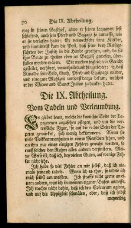Die IX. Abtheilung. Vom Tadeln und Verleumdung