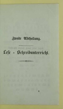 Zweite Abtheilung. Lese-Schreibunterricht