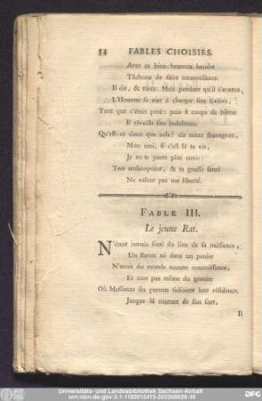 Fable III. Le jeune Rat.