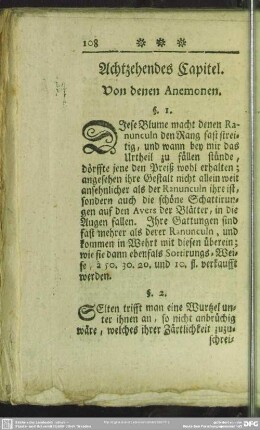 Achtzehendes Capitel. Von denen Anemonen