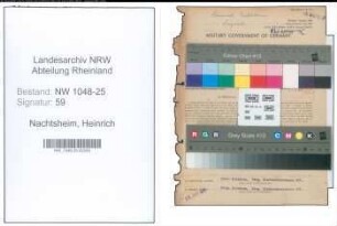 Entnazifizierung Heinrich Nachtsheim , geb. 05.02.1896 (Drogist)