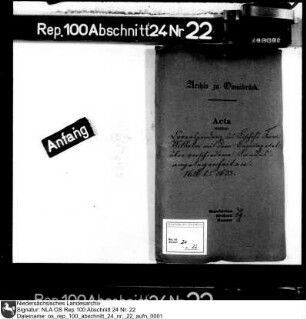 Korrespondenz Bischof Franz Wilhelms mit dem Osnabrücker Domkapitel Enthält u.a.: Schreiben der Osnabrücker Stände an die Stadt Wiedenbrück; Schreiben des Caspar von Knesebeck und des Eberhard Morrien; Schreiben der Münsteraner Räte; Schreiben des Wilhelm Henseler; Schreiben des Pastors von Dinklage an die Münsteraner Räte; Schreiben Franz Wilhelms an die Osnabrücker Stände; Schreiben der Osnabrücker Stände an den dänischen Obristen Limbach; Weinrechnungen (1626); Schreiben des Drosten Grothaus; Rechnungen (1627); Schreiben Franz Wilhelms an Tilly; Schreiben der Osnabrücker Ritterschaft an Franz Wilhelm; Schreiben Franz Wilhelms an Landdrost und Ritterschaft von Osnabrück; Memoriale über Instruktionen; Schreiben Franz Wilhelms an den Grafen von Gronsfeld