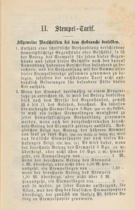 II. Stempel-Tarif.