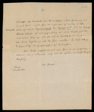 Brief von Wilhelm Grimm an Friedrich Jacobs