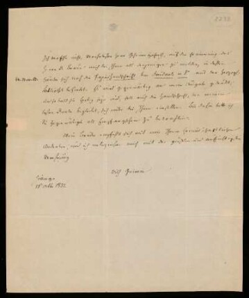 Brief von Wilhelm Grimm an Friedrich Jacobs