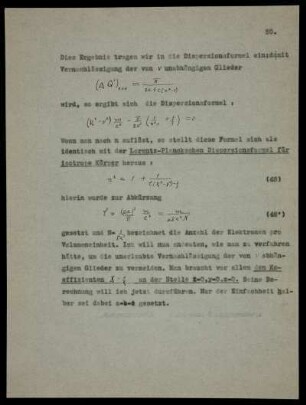 Die Lorentz-Plancksche Dispersionsformel