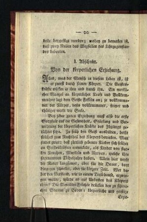I. Abschnitt: Von der körperlichen Erziehung