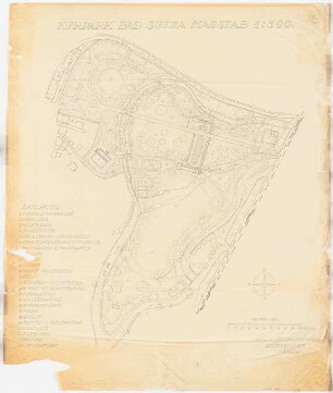 Gartenanlage Kurpark, Bad Sulza: Lageplan 1:500