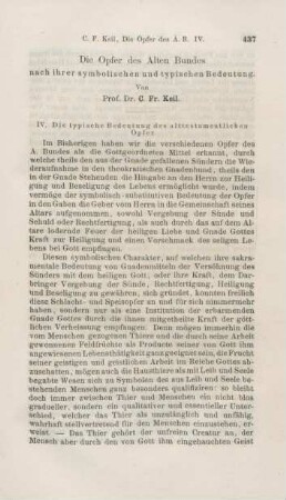 437-469 Die Opfer des Alten Bundes nach ihrer symbolischen und typischen Bedeutung : IV.