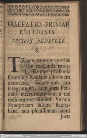 Praefatio Primae Editionis