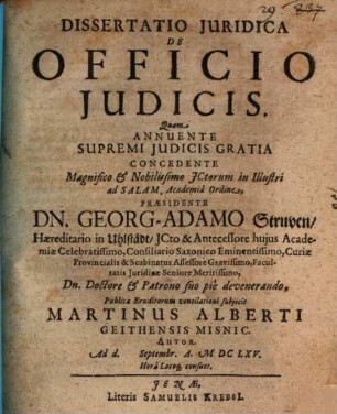 Diss. iur. de officio iudicis