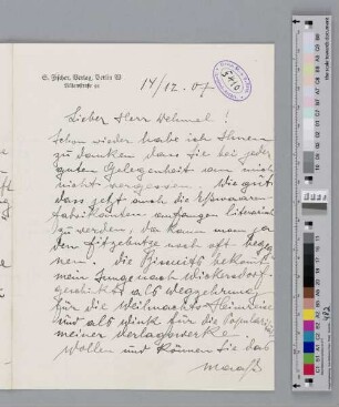 Brief an Richard Dehmel