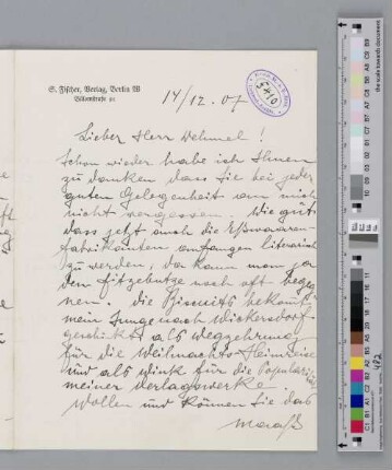 Brief an Richard Dehmel
