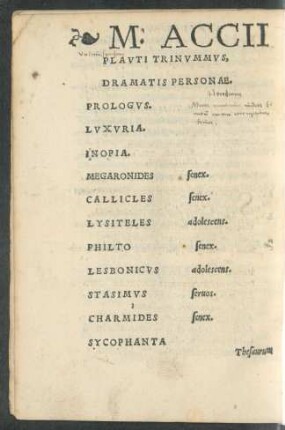 M. Accii Plauti Trinummus,