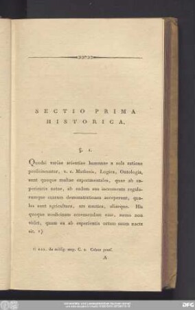 Sectio Prima Historica.