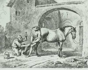 Hufbeschlag eines Pferdes : Hufbeschlag eines Pferdes, Radierung, 1810