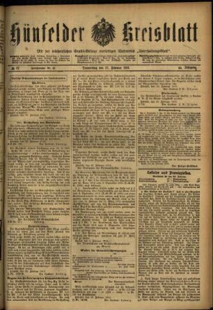 Ausgabe vom Donnerstag, den 27. Februar 1919.