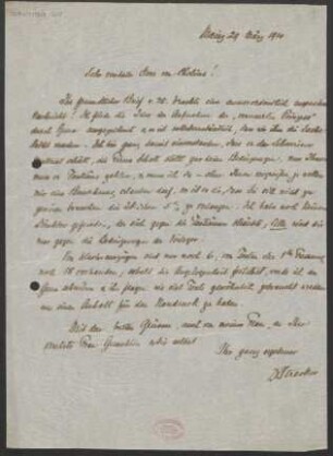 Brief an Oskar von Chelius : 29.03.1910