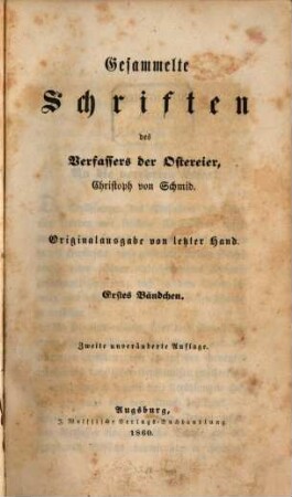Gesammelte Schriften des Verfassers der Ostereier, Christoph von Schmid, 1