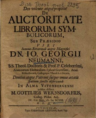 De Auctoritate Librorum Symbolicorum