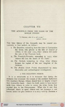 Chapter VII: The Acropolis from the close of the roman periods