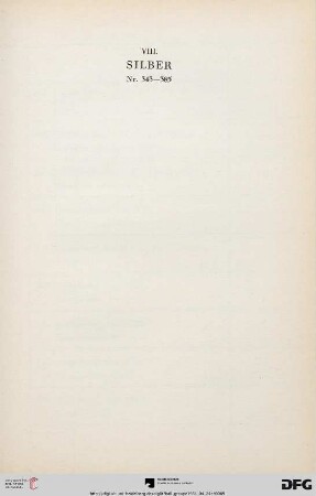 VIII. Silber (Nr. 343-385)