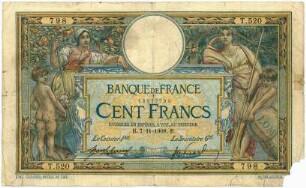 Geldschein, 100 Francs (FRF), 7.11.1908