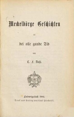 Meckelbörge Geschichten ut dei olle gaude Tid