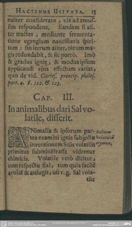 Cap. III. In animalibus dari Sal volatile, differit