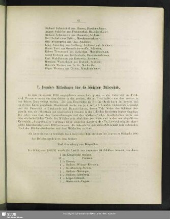 V. Besondere Mittheilungen über die Königliche Müllerschule