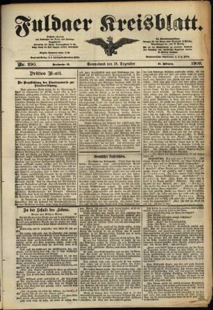 Dritte Ausgabe vom Samstag, den 18. Dezember 1909.