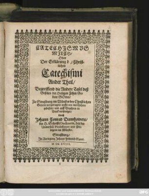 2: Begreiffend die Andere Tafel deß Gesetzes der Heiligen Zehen Gebott Gottes