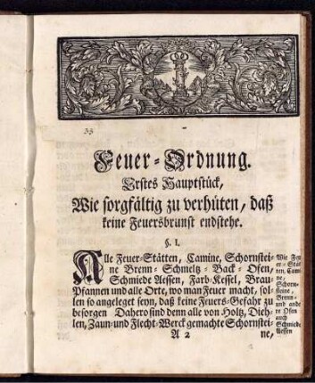 Feuer-Ordnung. Erstes Hauptstück, Wie sorgfältig zu verhüten, daß keine Feuersbrunst endstehe.