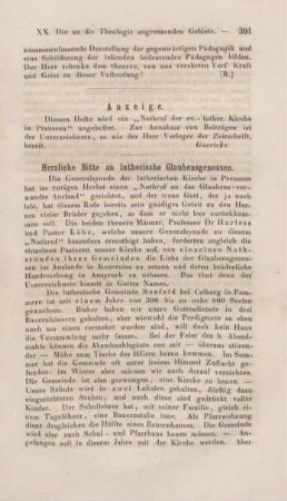 391-392 Anzeige und Herzliche Bitte an lutherische Glaubensgenossen