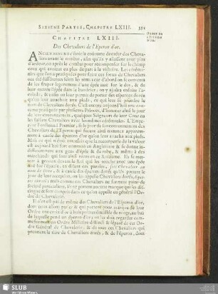 Chapitre LXIII. Des Chevaliers de l’Eperon d’or
