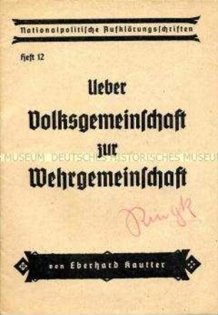NS-Propagandaschrift zur Kriegsvorbereitung