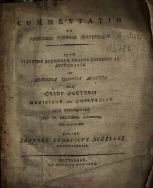 Commentatio De Apoplexia Nervosa Inauguralis
