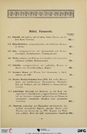 Möbel, Paravents (Nr. 263-271)