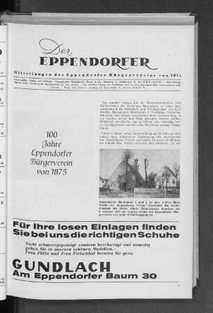 100 Jahre Eppendorfer Bürgerverein von 1875