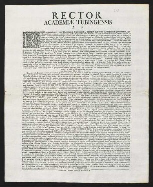 Rector Academiae Tubingensis L. S.