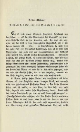 Erster Abschnitt Gefühle des Daseins, die Monate der Jugend