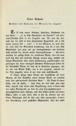 Erster Abschnitt Gefühle des Daseins, die Monate der Jugend