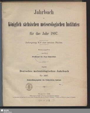 15.1897(1899): Jahrbuch des Königlich-Sächsischen Meteorologischen Instituts